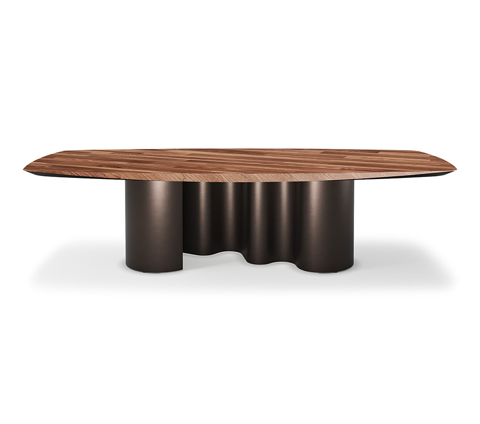 “PAPEL Wood by Cattelan Italia – round coffee table with natural wood top and sculptural folded metal base inspired by origami”