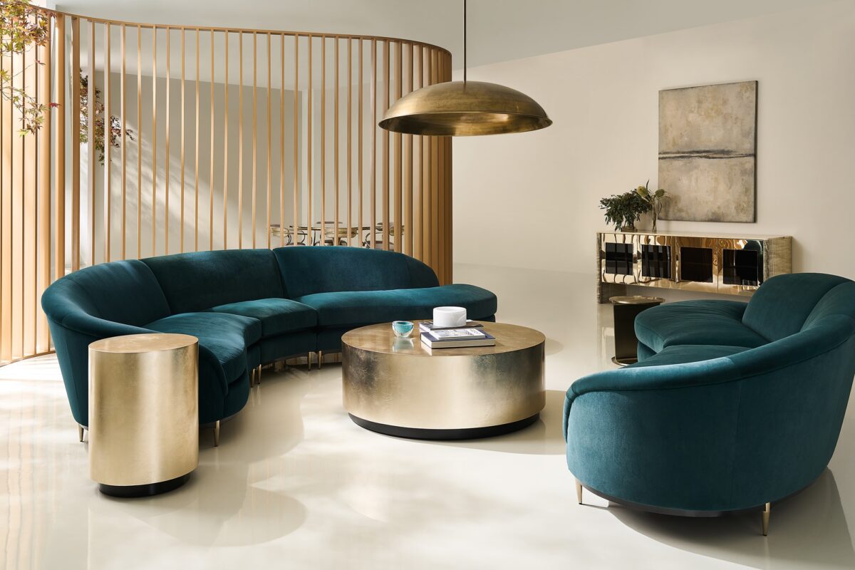 Front view of the Cocktail Couture table showcasing its gleaming finish and stylish form.