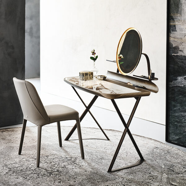 “Cattelan Italia COCOON TROUSSE Keramik – elegant dressing table with ceramic worktop and sleek curved silhouette”