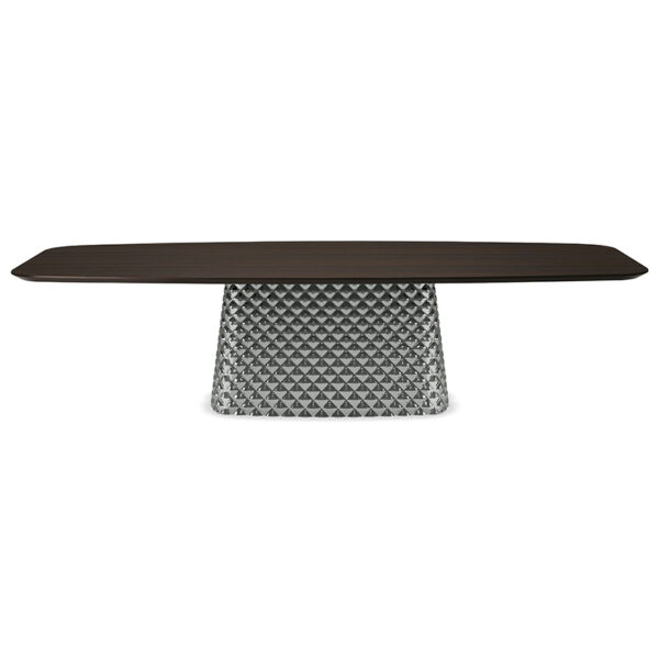 ATRIUM Wood by Cattelan Italia – luxury Italian dining table with wooden top and sculptural mirrored glass base”