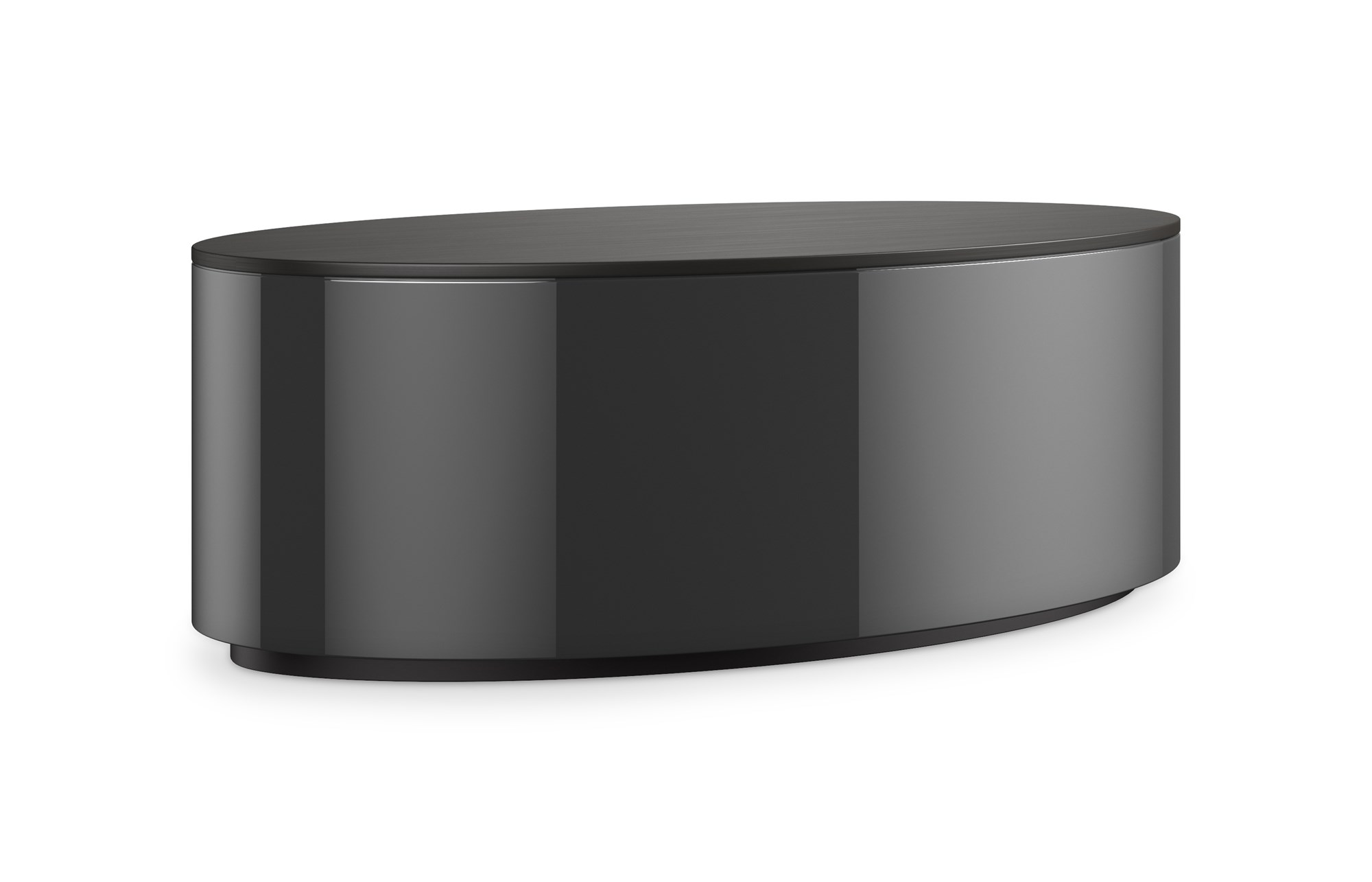 Adele Oval Cocktail Table by Caracole — a sleek oval-shaped cocktail table with a glass top and polished metal frame.