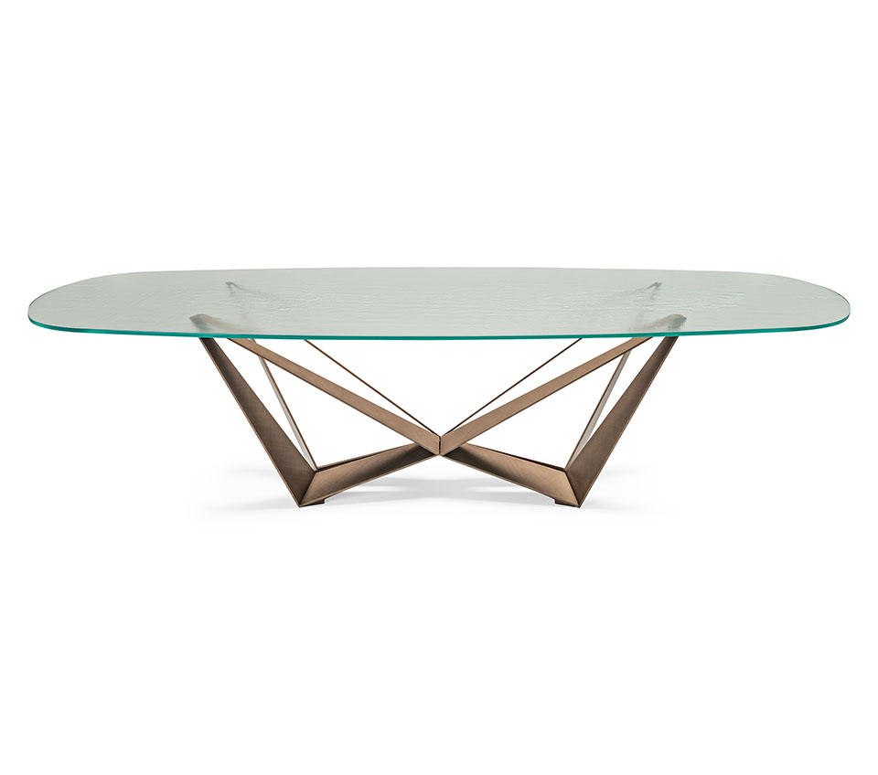 “SKORPIO by Cattelan Italia – iconic Italian dining table with sculptural crossed metal base and modern design”