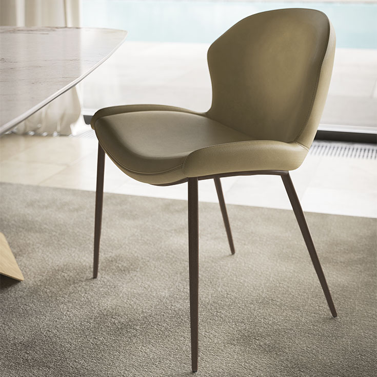 RACHEL ML chair by Cattelan Italia – modern Italian dining chair with upholstered seat and metal legs