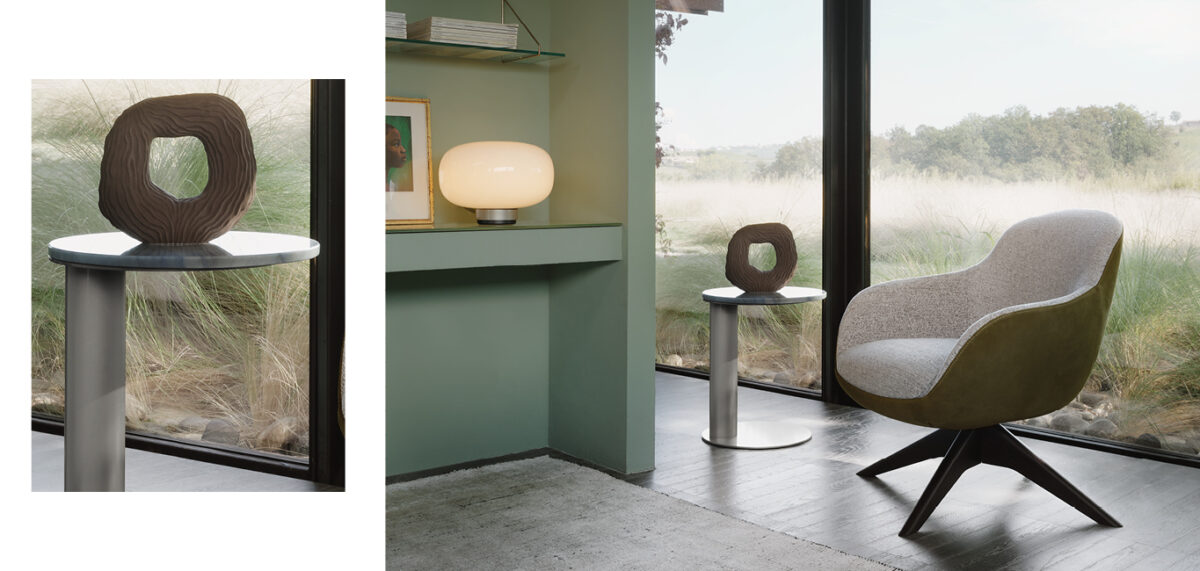 Ghirla armchair by Nicoline Italia featuring a compact design and comfortable seating, ideal for contemporary spaces in Birmingham, Michigan.