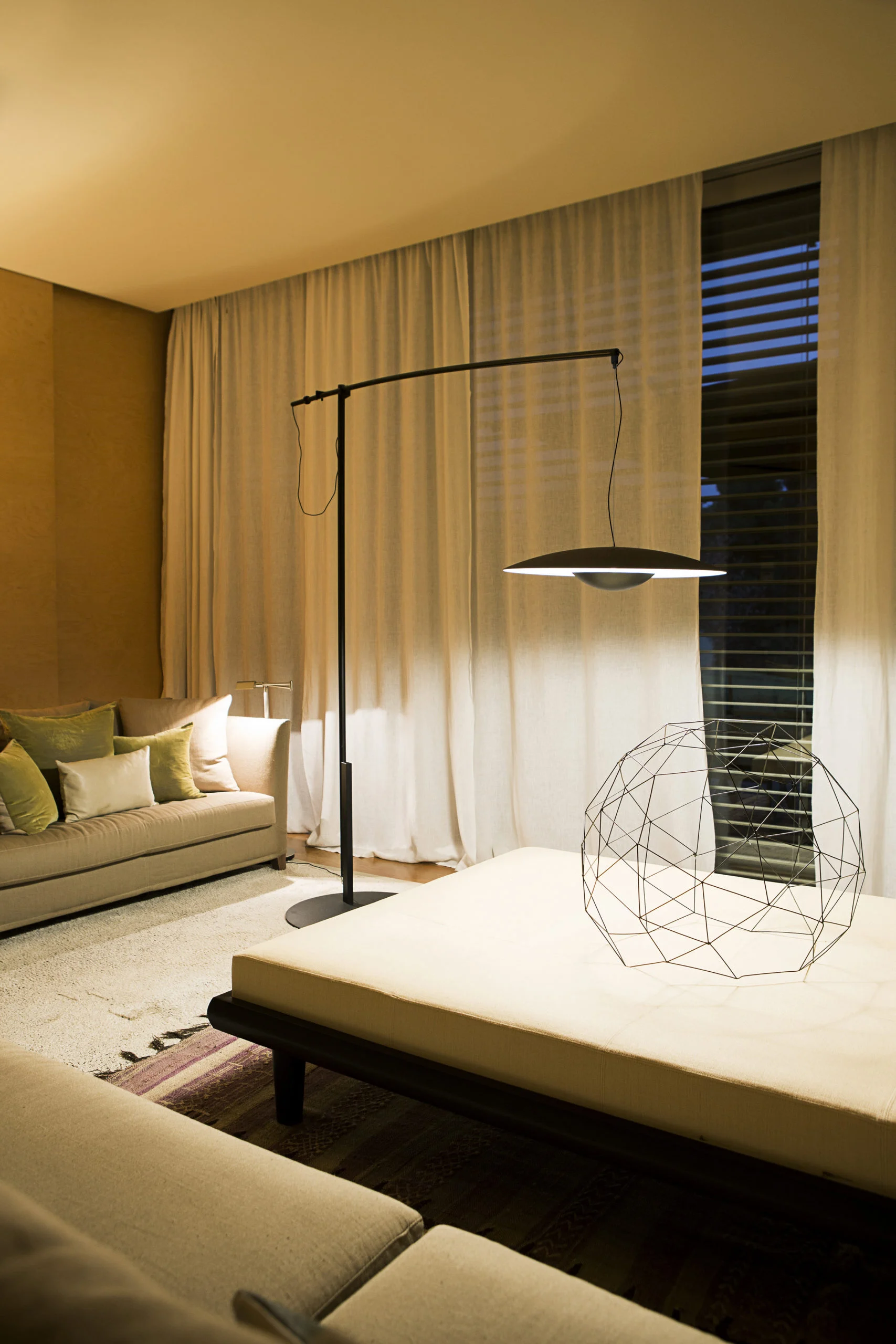 “Ginger by Marset floor lamp with minimalist layered wood design and diffused illumination”
