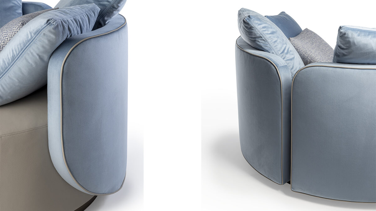 Hug Poltrona by Reflex featured in Troy Michigan showroom, modern Italian luxury seating design.