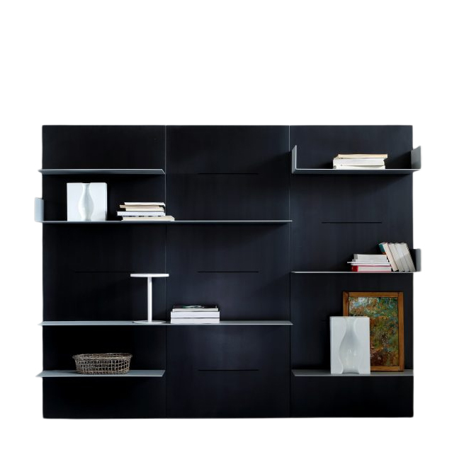 Modular wall-mounted shelving system with sleek steel design by Zeusnoto.