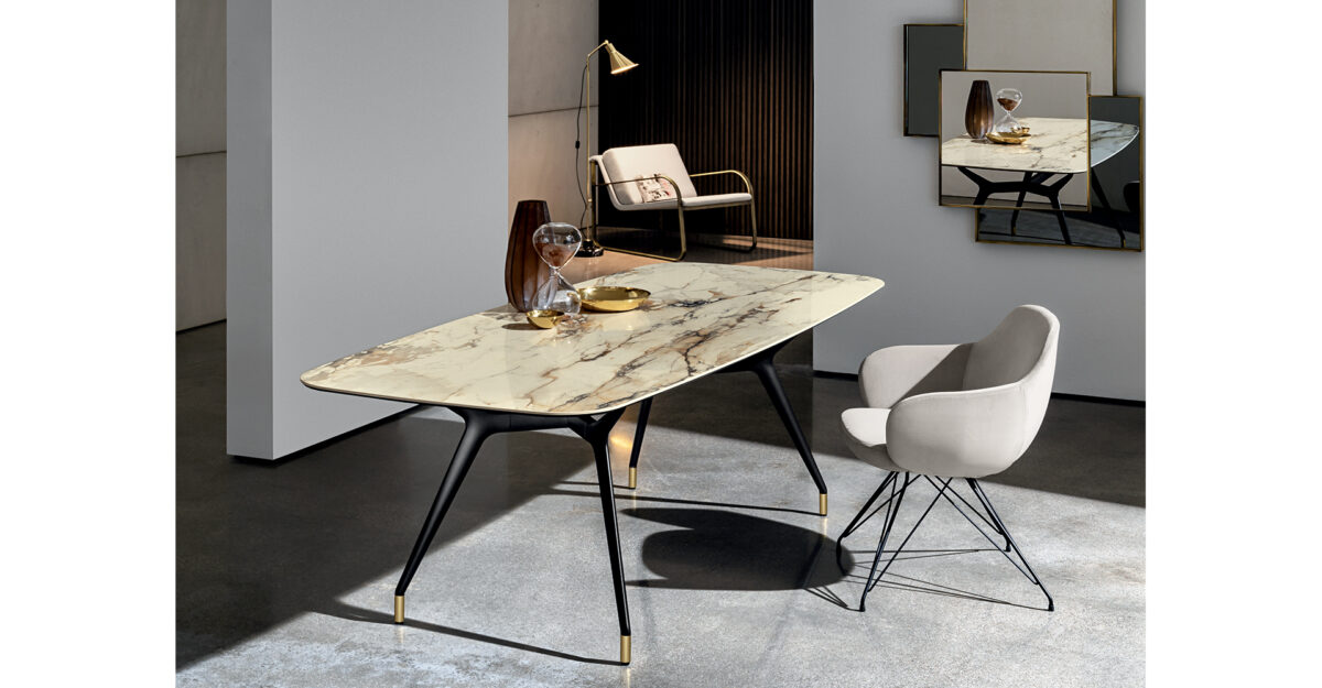 “Arkos Shaped 02 by Sovet – modern dining table with soft curved silhouette and statement base”