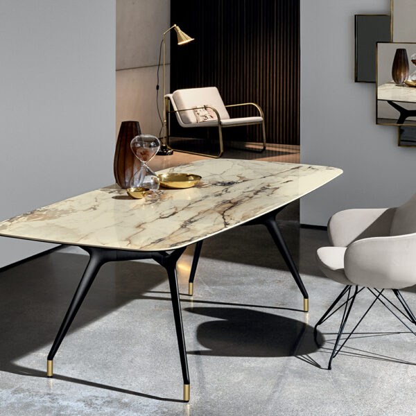 “Arkos Shaped 02 by Sovet – modern dining table with soft curved silhouette and statement base”