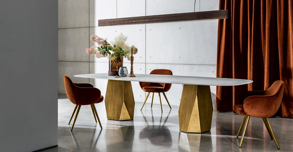 “The New Deod Table with Two Bases by Sovet – modern Italian dining table with dual sculptural supports and elegant top”