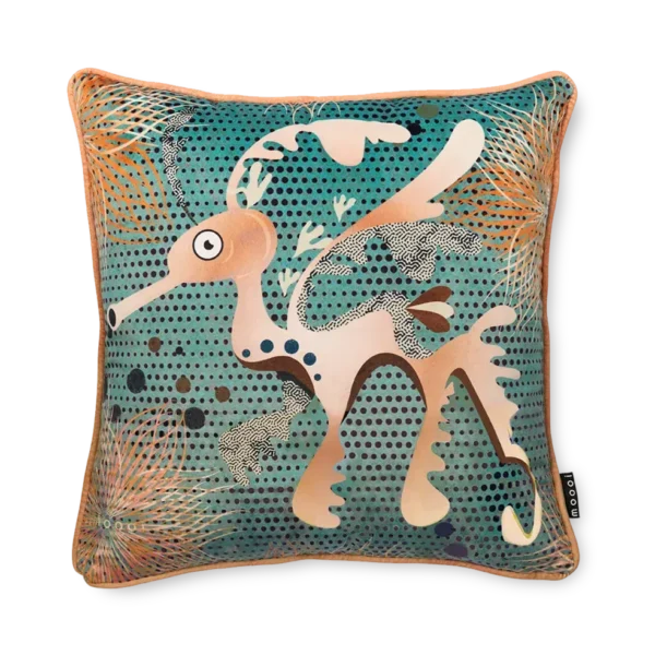 Blooming Seadragon decorative pillow by Moooi in Royal Oak Michigan showroom, modern contemporary Italian luxury accessory by Italcasa.