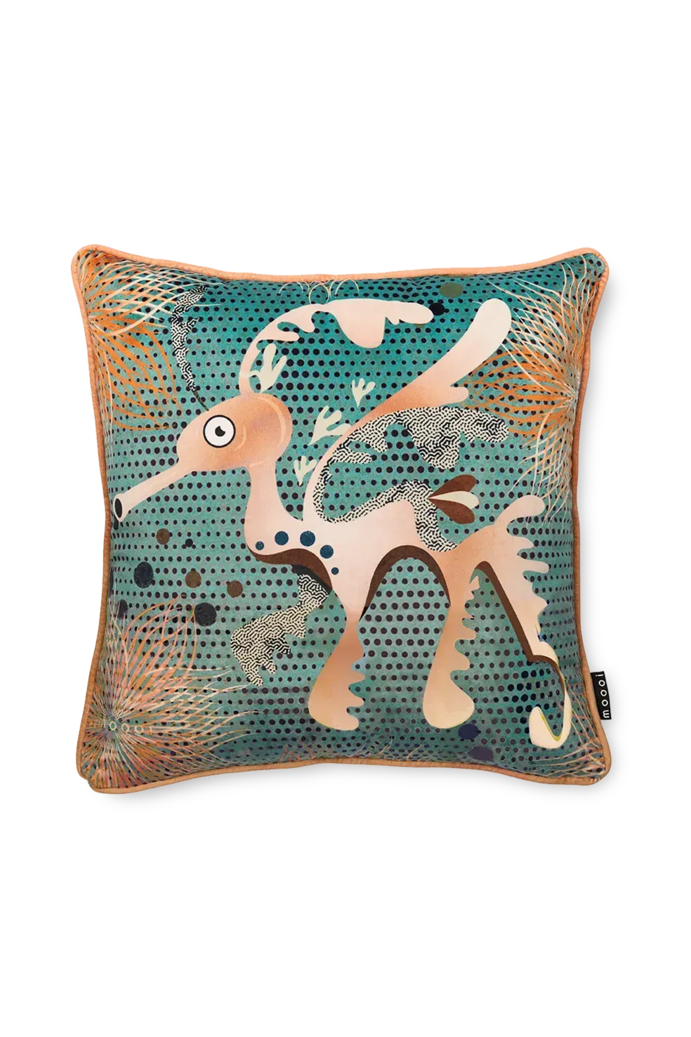 Blooming Seadragon decorative pillow by Moooi in Royal Oak Michigan showroom, modern contemporary Italian luxury accessory by Italcasa.