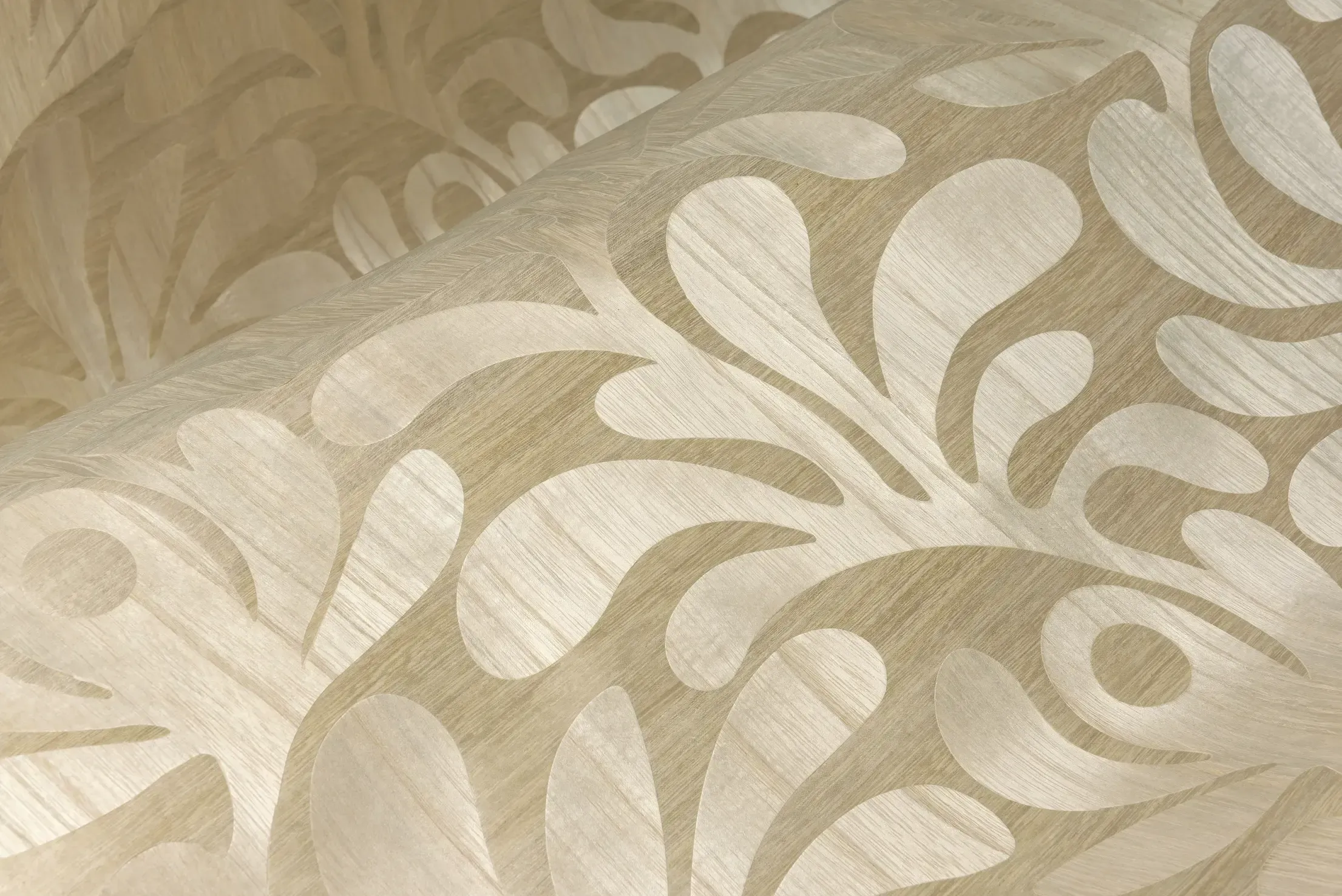 Woodblock Beetle Fern Wallcovering by Moooi in Royal Oak Michigan showroom, modern contemporary luxury wall décor by Italcasa.