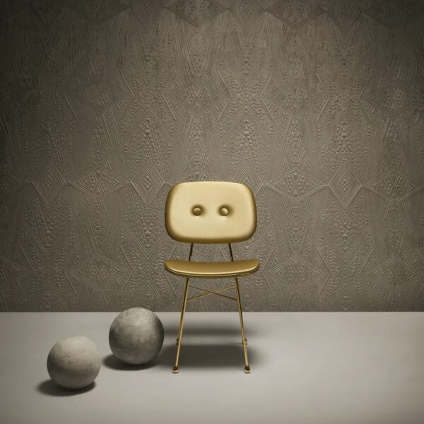 Golden Chair by Moooi in Birmingham Michigan showroom, modern contemporary Italian luxury seating accessory by Italcasa.