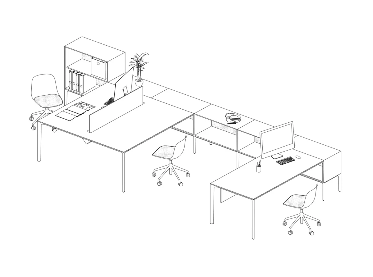 Three Workstations by Lapalma with a versatile, organized layout