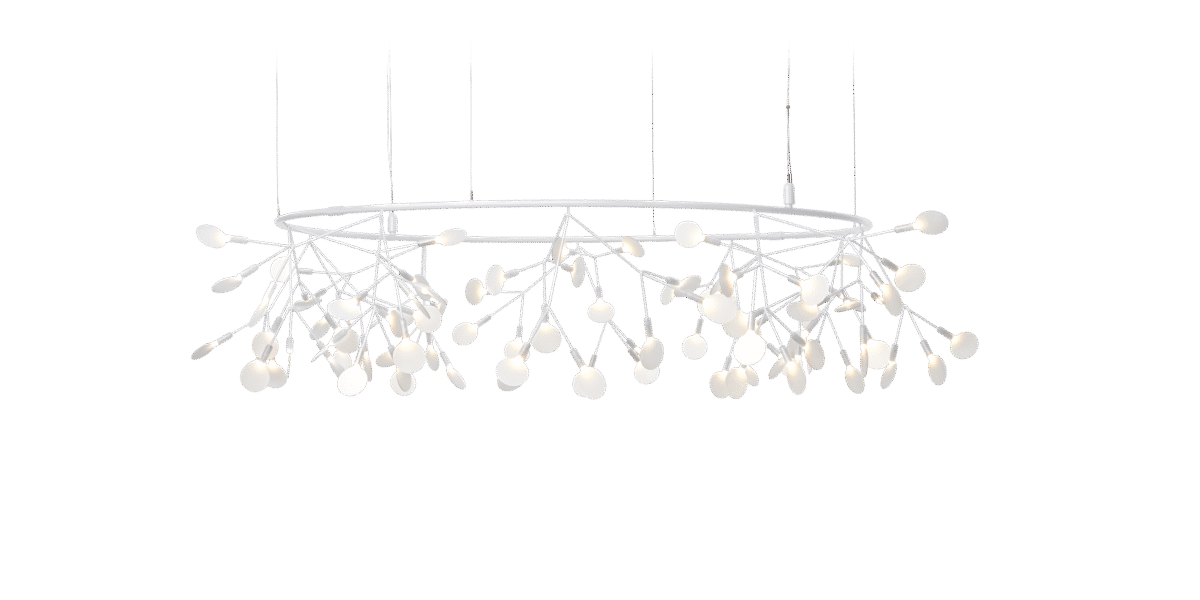 Sculptural ring chandelier by Moooi in elegant interior