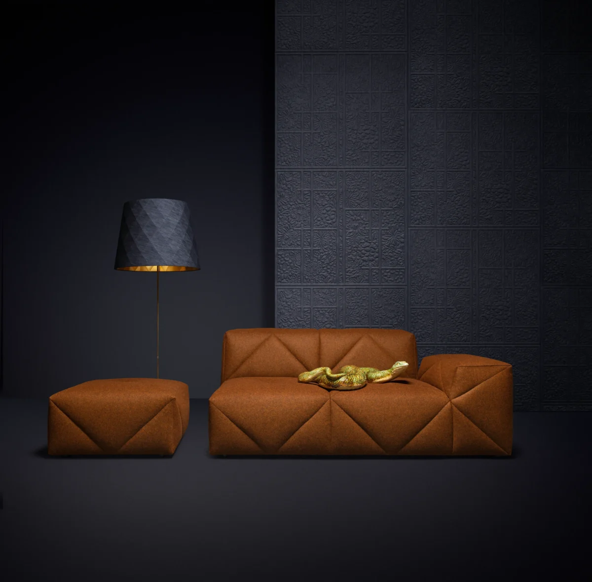 Moooi BFF footrest with cozy, tufted upholstery