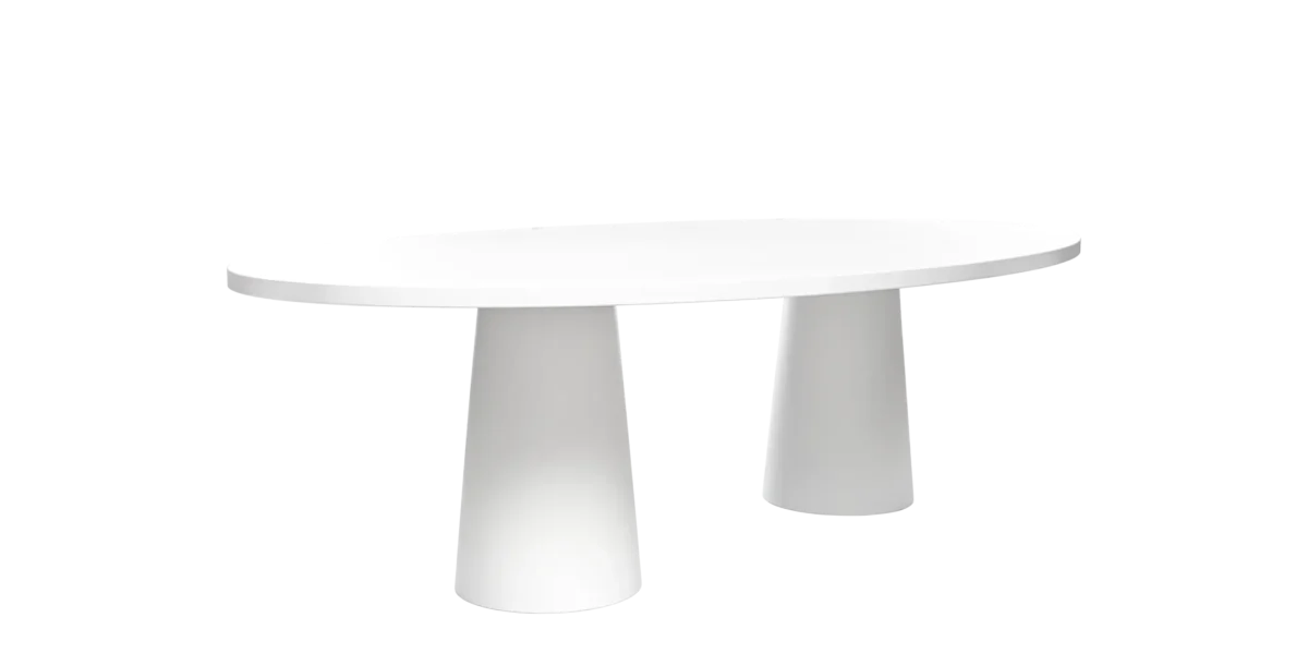 Sculptural oval Container Table by Moooi in bright room