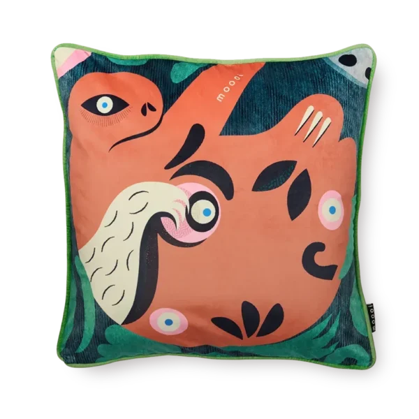 Blushing Sloth pillow by Moooi on stylish sofa