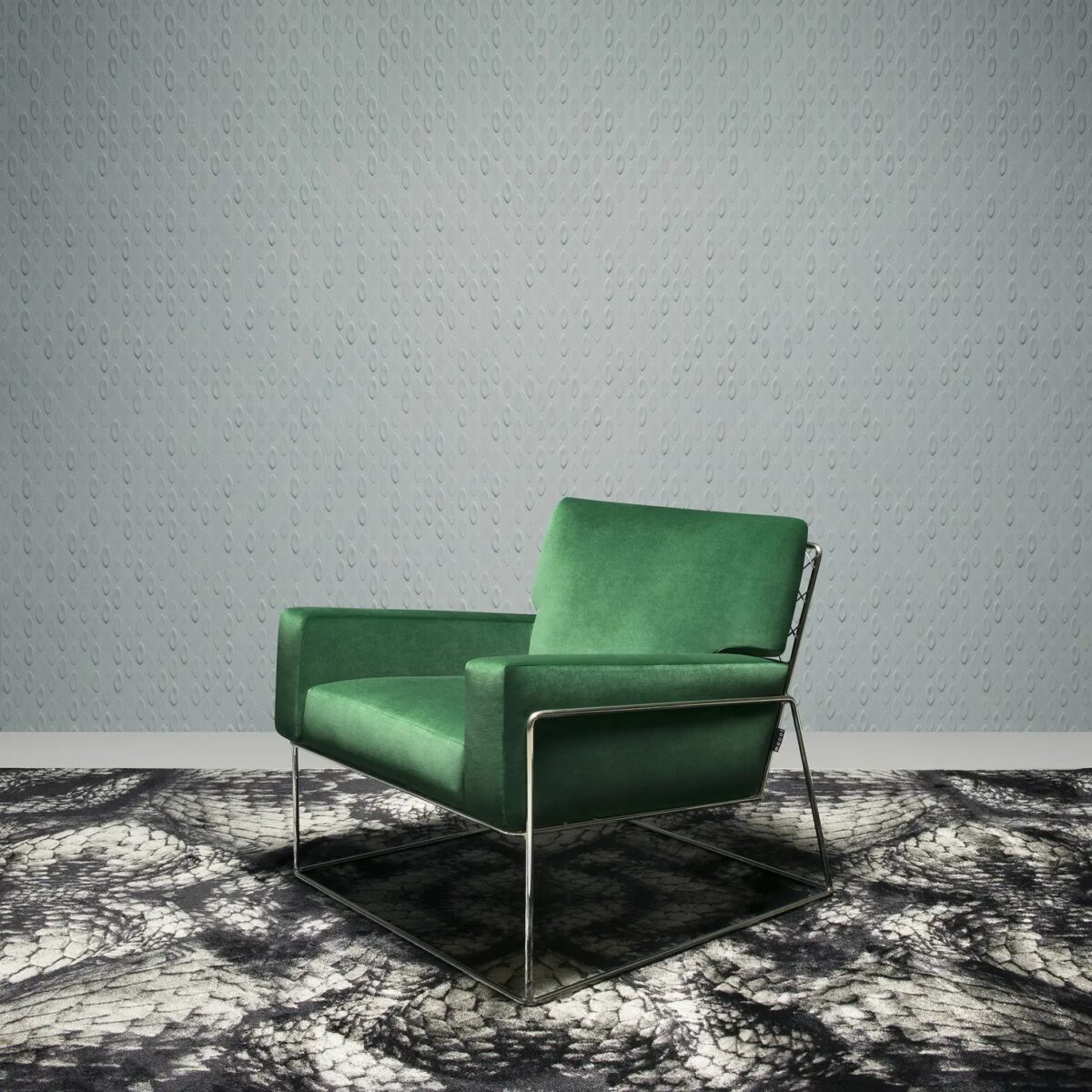 Premium contemporary Moooi Flying Coral Fish wallcovering featured in Birmingham, MI showroom