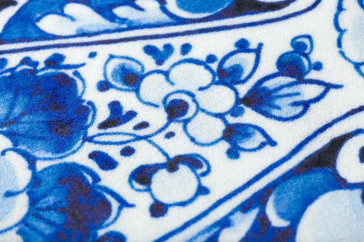 Delft Blue Plate Carpet by Moooi, adding a luxurious touch to modern spaces in Royal Oak, Michigan.