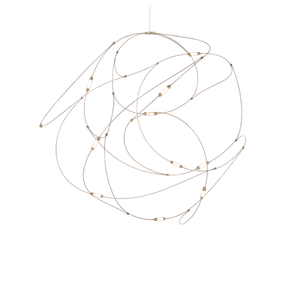 "Overhead view of Flock of Light's LED light sources, arranged in a dynamic and organic pattern."