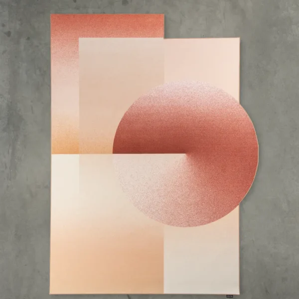 Moooi Colour Dial Carpet round rug featuring geometric patterns in copper tones