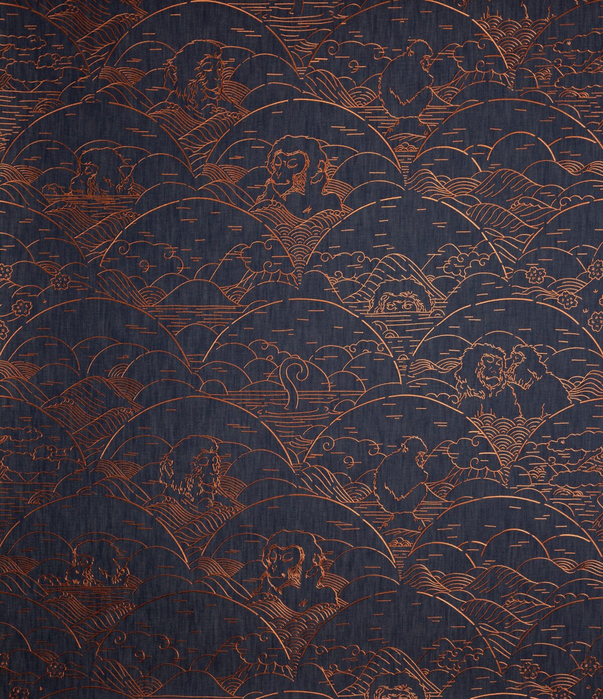 “Moooi Indigo Macaque wallpaper – contemporary primate pattern in graphic style”