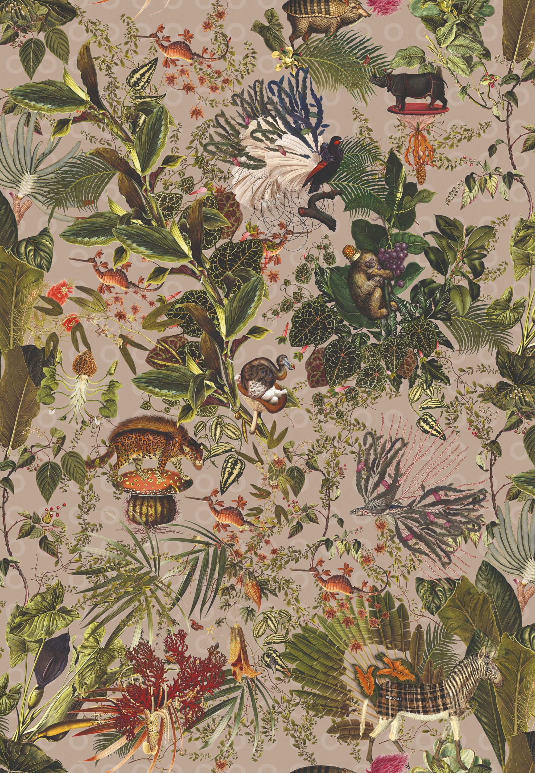 Menagerie of Extinct Animals Wallcovering Moooi luxury wallpaper with extinct animal motif tailored for upscale interiors in Royal Oak Michigan