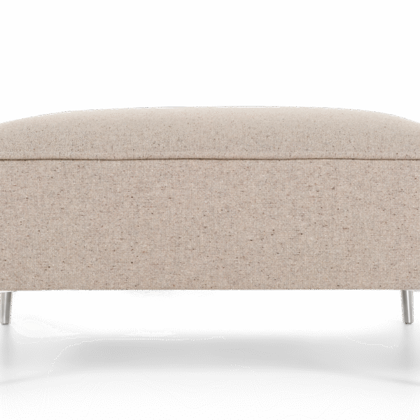 Sofa So Good Footstool by Moooi, designed by Marcel Wanders, featuring a sleek steel frame, foam on elastic straps, and polished aluminum feet. Available at Italcasa Design, Royal Oak, Michigan.