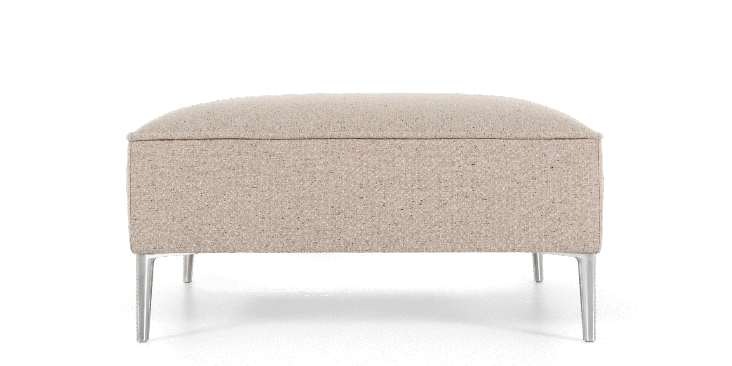 Sofa So Good Footstool by Moooi, designed by Marcel Wanders, featuring a sleek steel frame, foam on elastic straps, and polished aluminum feet. Available at Italcasa Design, Royal Oak, Michigan.