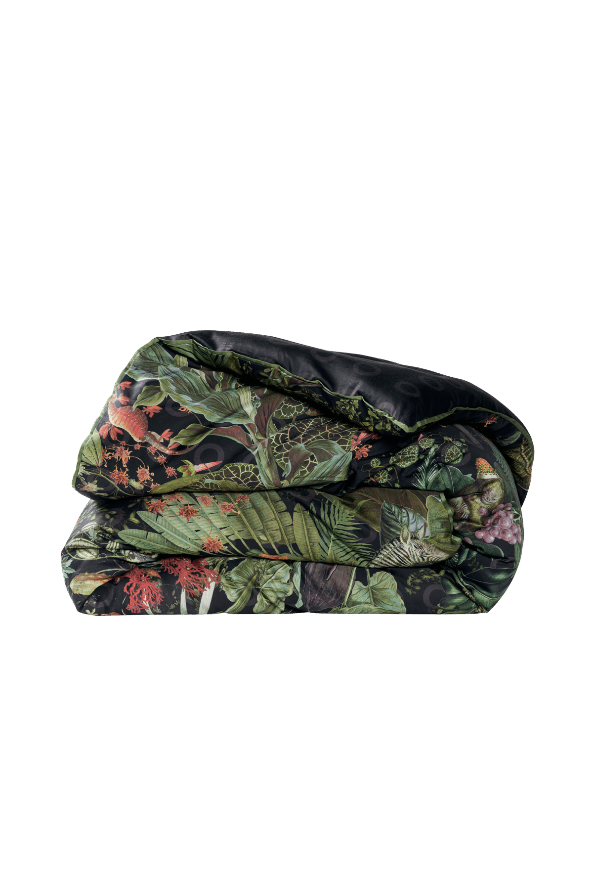 Menagerie of Extinct Animals Comforter by Moooi, featuring a lush botanical print with extinct animals, crafted from 100% cotton sateen. Available at Italcasa Design, Royal Oak, Michigan.