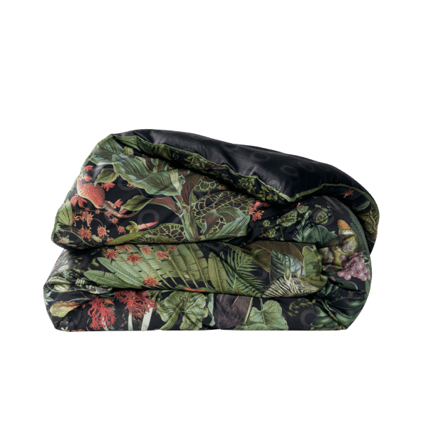 Menagerie of Extinct Animals Comforter by Moooi, featuring a lush botanical print with extinct animals, crafted from 100% cotton sateen. Available at Italcasa Design, Royal Oak, Michigan.