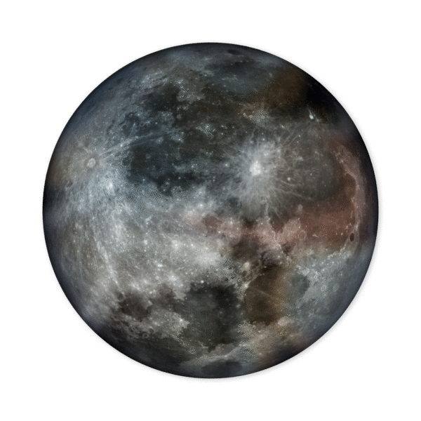 Moooi Mooon Carpet round rug featuring NASA's lunar imagery in grey tones