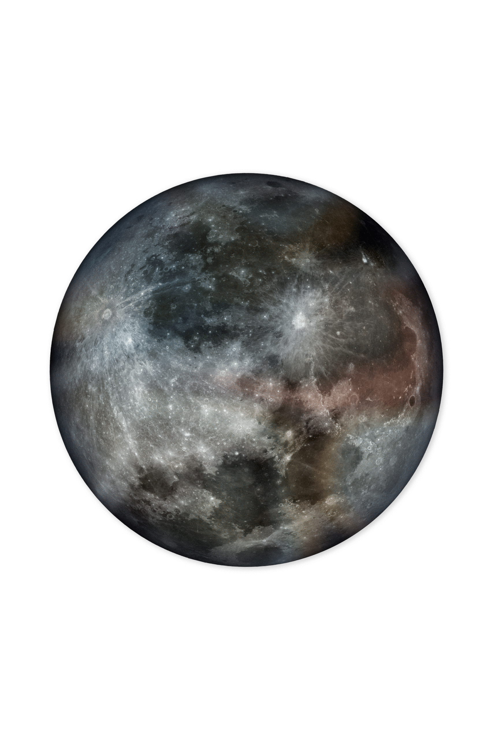 Moooi Mooon Carpet round rug featuring NASA's lunar imagery in grey tones