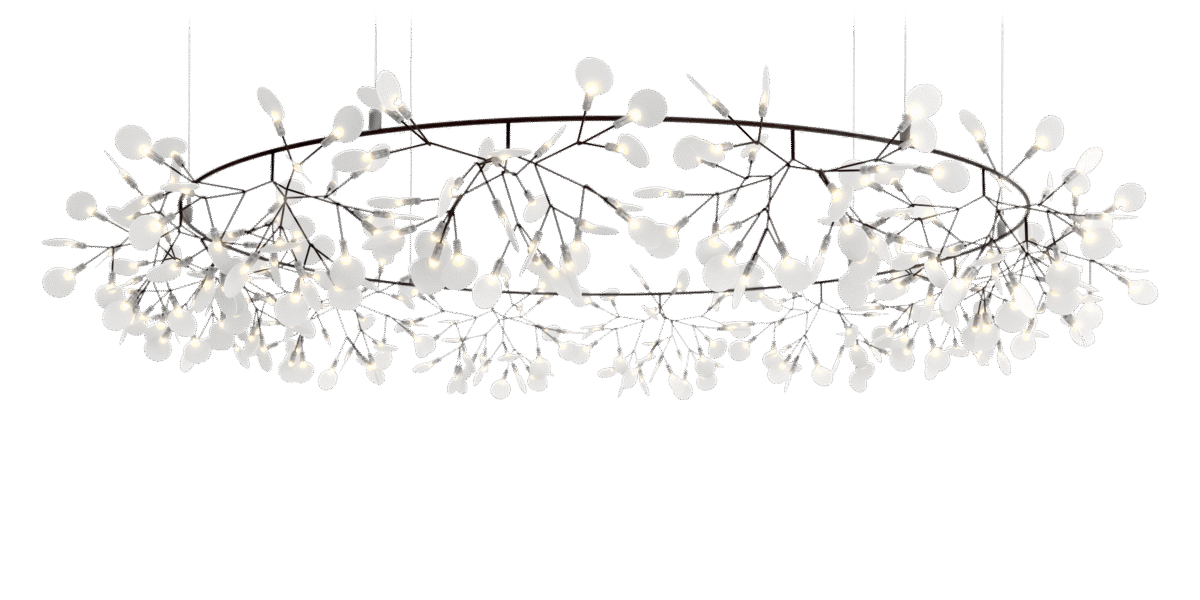 Circular Heracleum chandelier by Moooi above dining table
