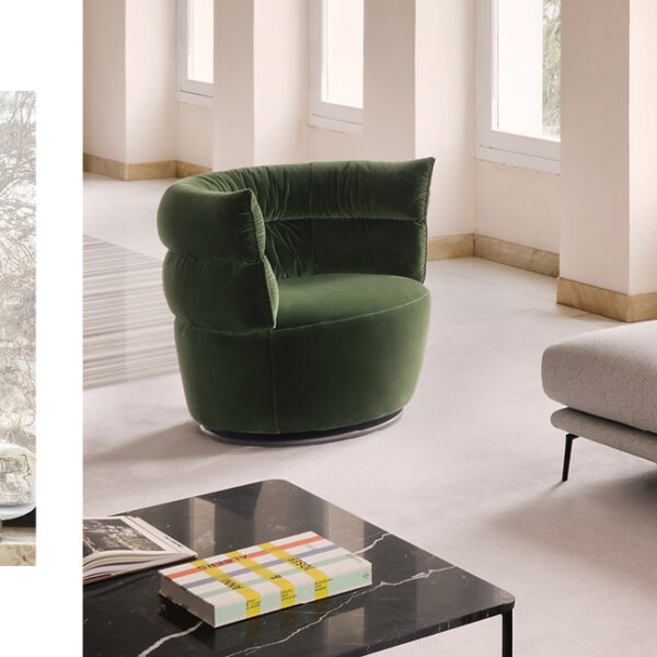 Julie armchair by Nicoline Italia with plush padding and elegant stitching, perfect for modern interiors in Royal Oak, Michigan.
