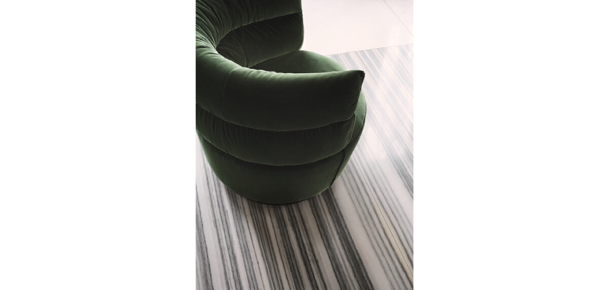 Julie armchair by Nicoline Italia with plush padding and elegant stitching, perfect for modern interiors in Royal Oak, Michigan.