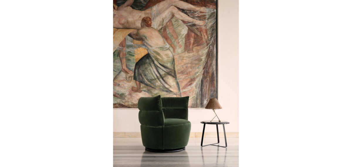 Julie armchair by Nicoline Italia with plush padding and elegant stitching, perfect for modern interiors in Royal Oak, Michigan.