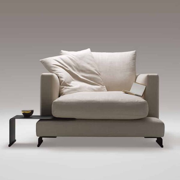 Deep-seated lounge chair with soft cushions
