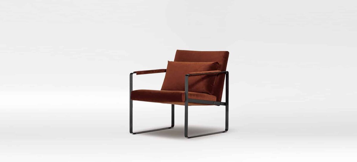 Small armchair with padded backrest
