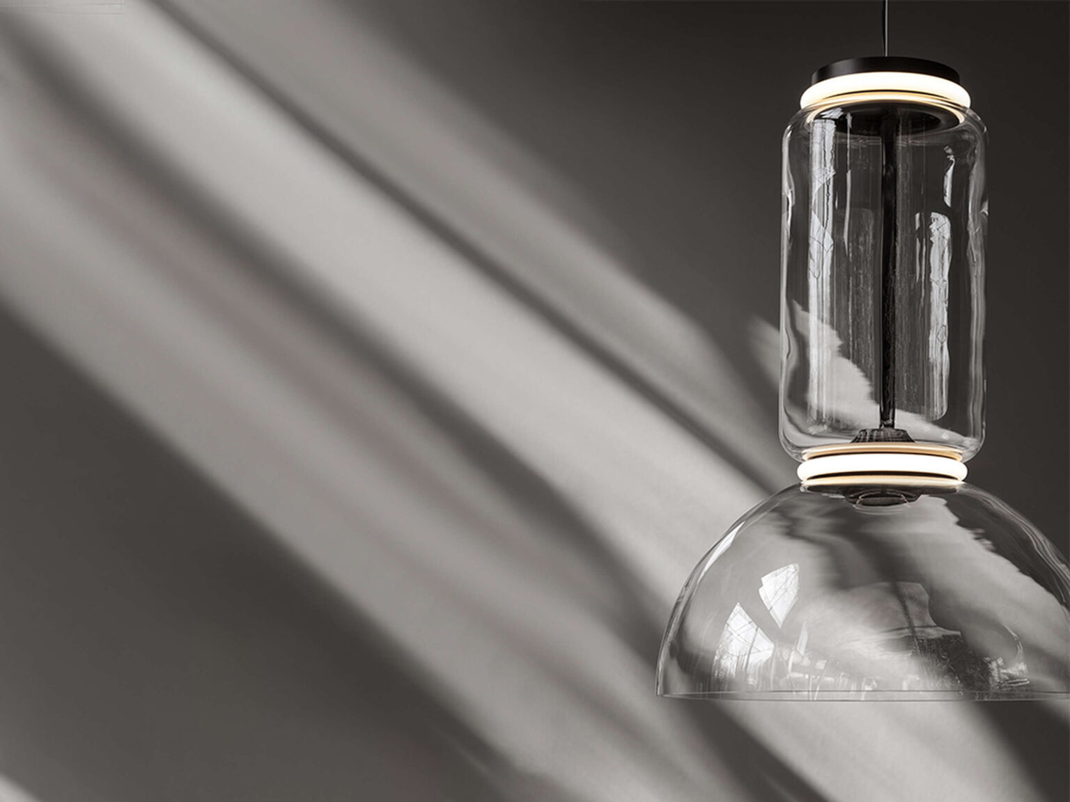 Close‑up of the blown crystal modules, showing the seamless connection between the die‑cast aluminium ring and glass elements.