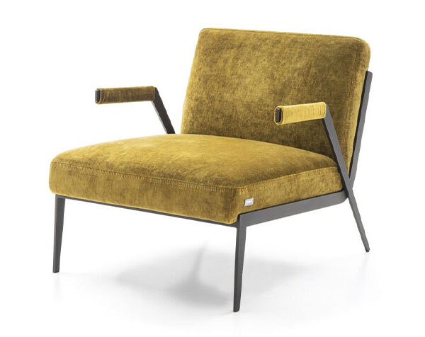 Lima armchair by Nicoline Italia with a sleek metal frame and plush seat, perfect for modern interiors in Royal Oak, Michigan.