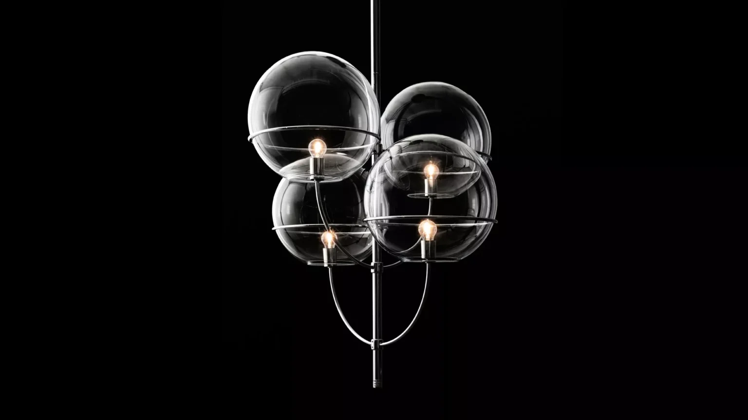 “Lyndon by Oluce modern Italian table lamp – elegant spherical glass diffuser with polished metal base and minimalist design”