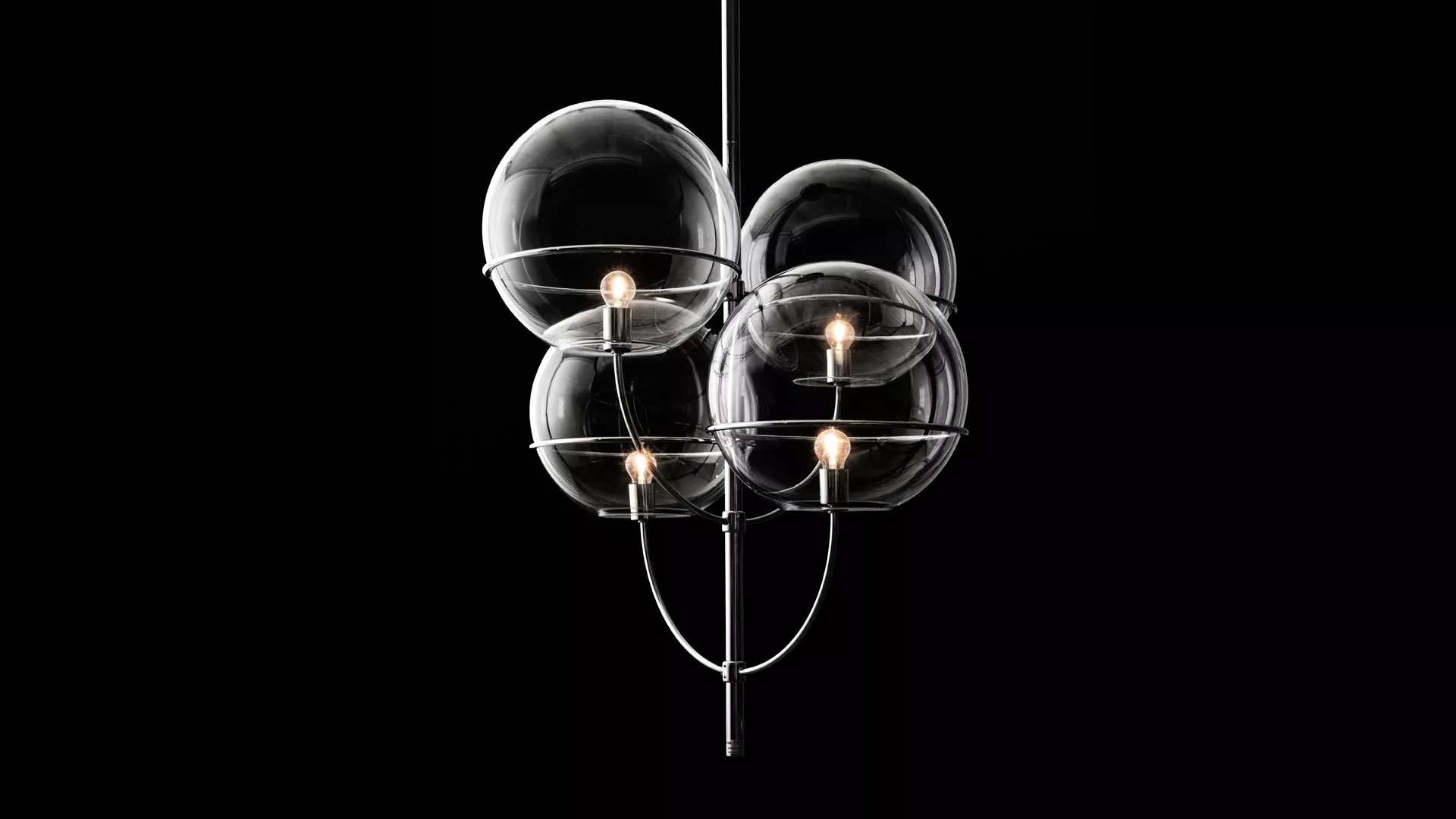 “Lyndon by Oluce modern Italian table lamp – elegant spherical glass diffuser with polished metal base and minimalist design”