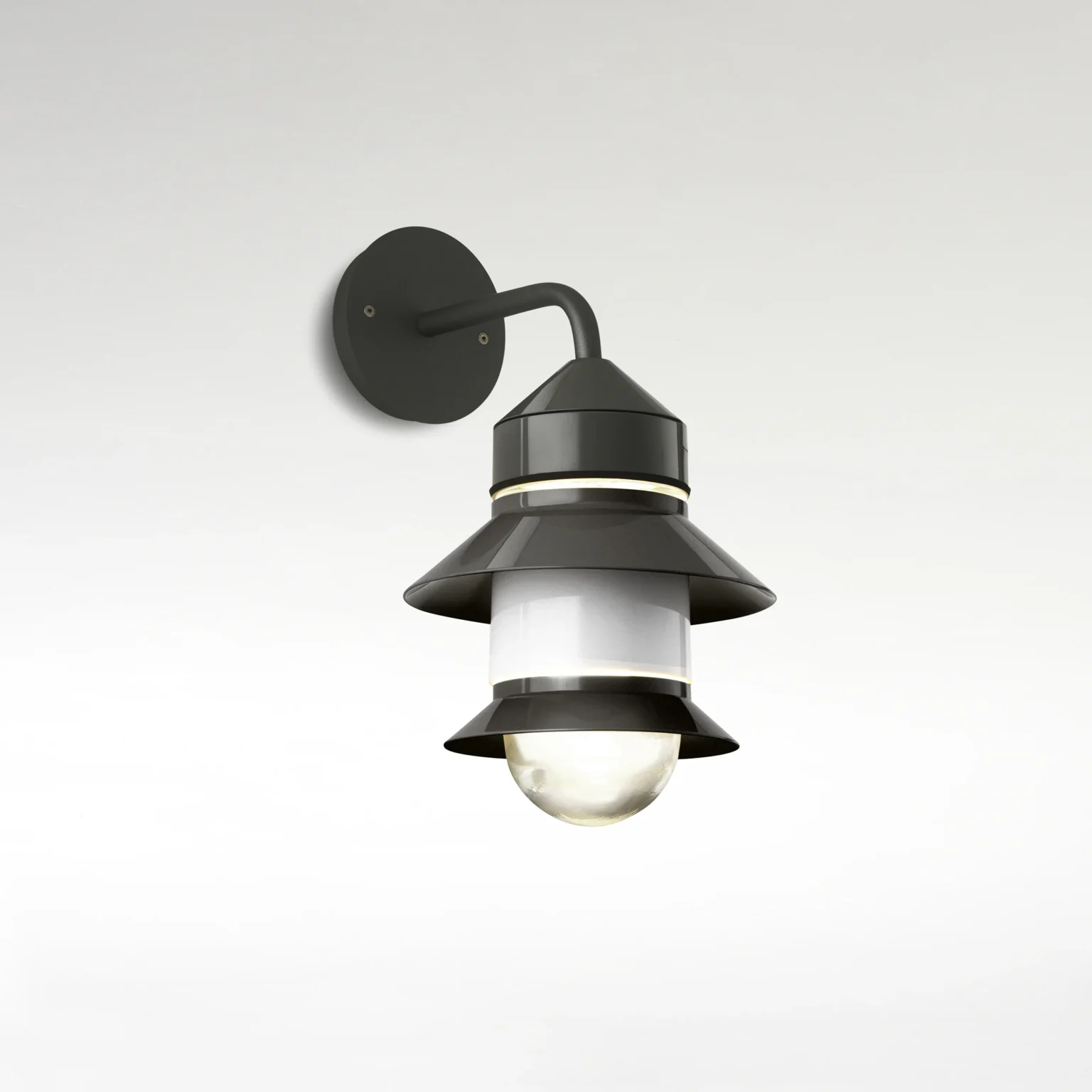 “Santorini by Marset wall-mounted lamp – versatile outdoor light with warm illumination and maritime charm”