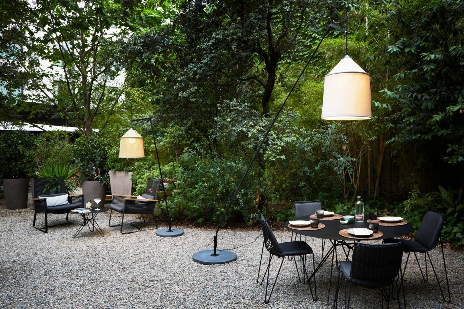 “Jaima by Marset elegant suspension lamp – fabric shade enhancing modern living spaces”