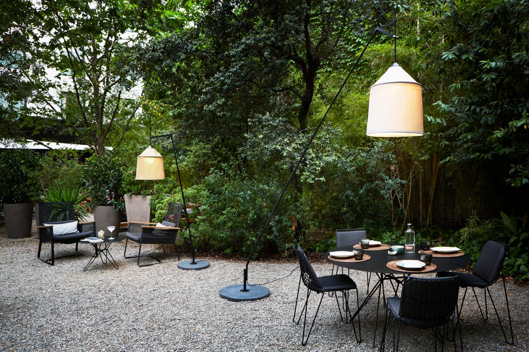 “Jaima by Marset elegant suspension lamp – fabric shade enhancing modern living spaces”