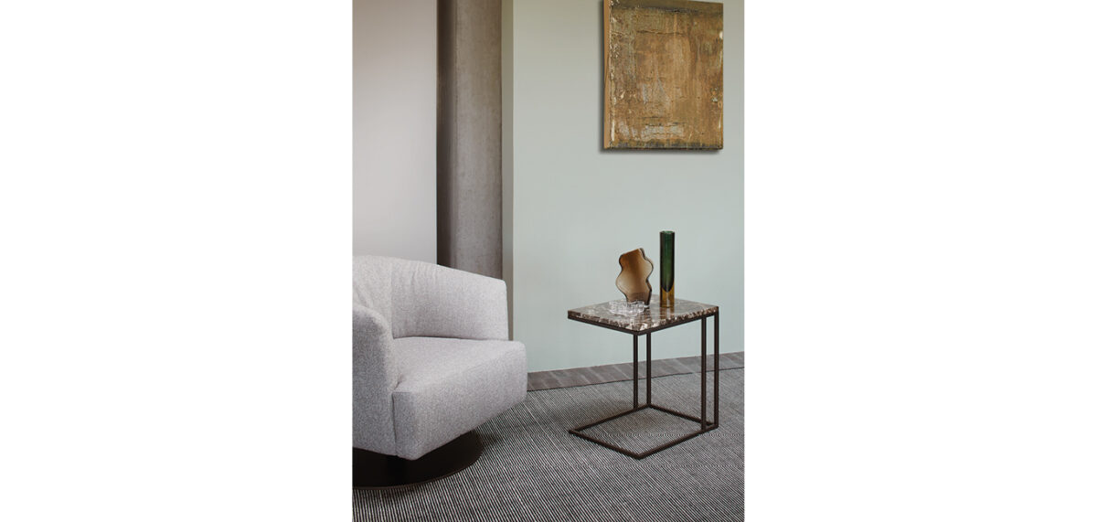 "Metrico Small by Nicoline rectangular marble coffee table with gunmetal frame"