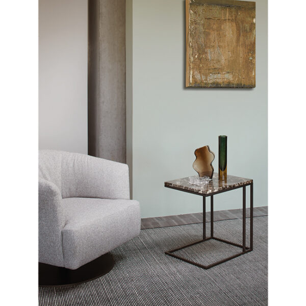 "Metrico Small by Nicoline rectangular marble coffee table with gunmetal frame"